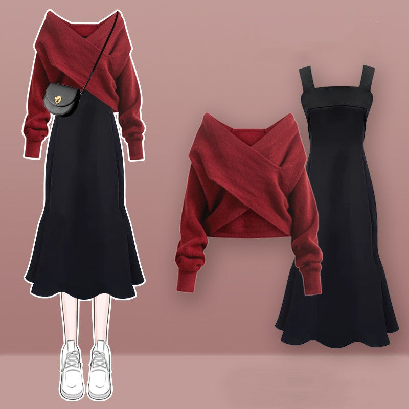 Sweater Suspender Skirt Two-piece Suit's Code & Price - RblxTrade