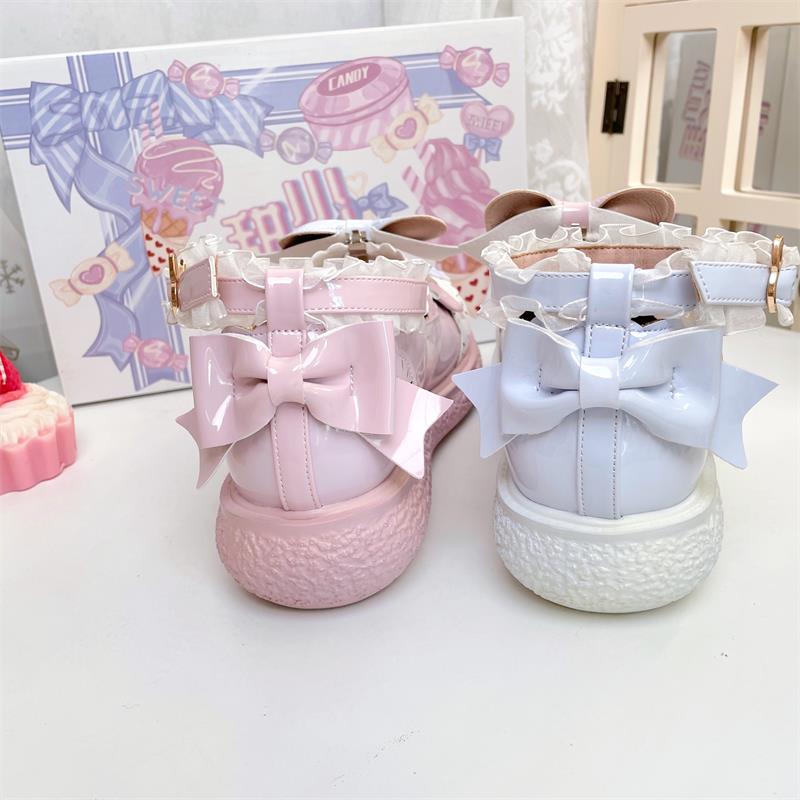 White Pink Bows Lolita Shoes $42.99-Lolita Girls Shoes