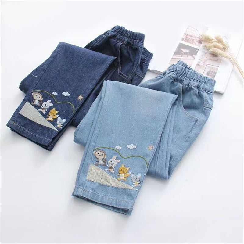 Women's Kawaii Little Cats Embroidered Jeans With Drawstring Elastic –  Kawaiifashion