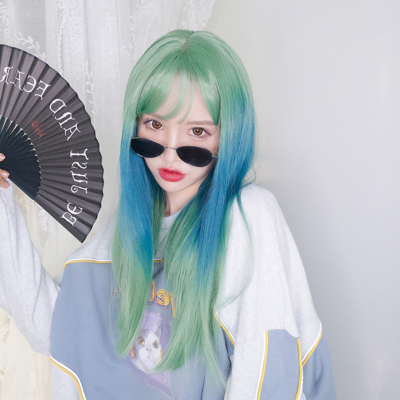 Blue green shop gradient wig