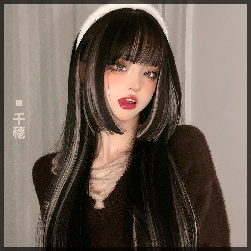 Black Highlight Princess Long Straight Cut Wig UB7329 – Uoobox