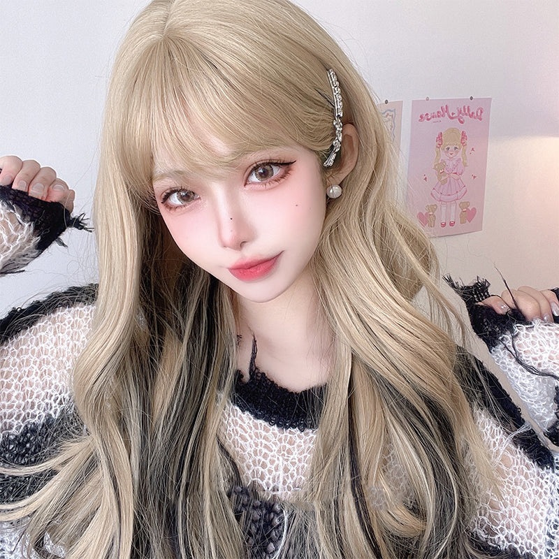 Blonde Wavy Hair With Doll Pigtails + White Bows's Code & Price - RblxTrade