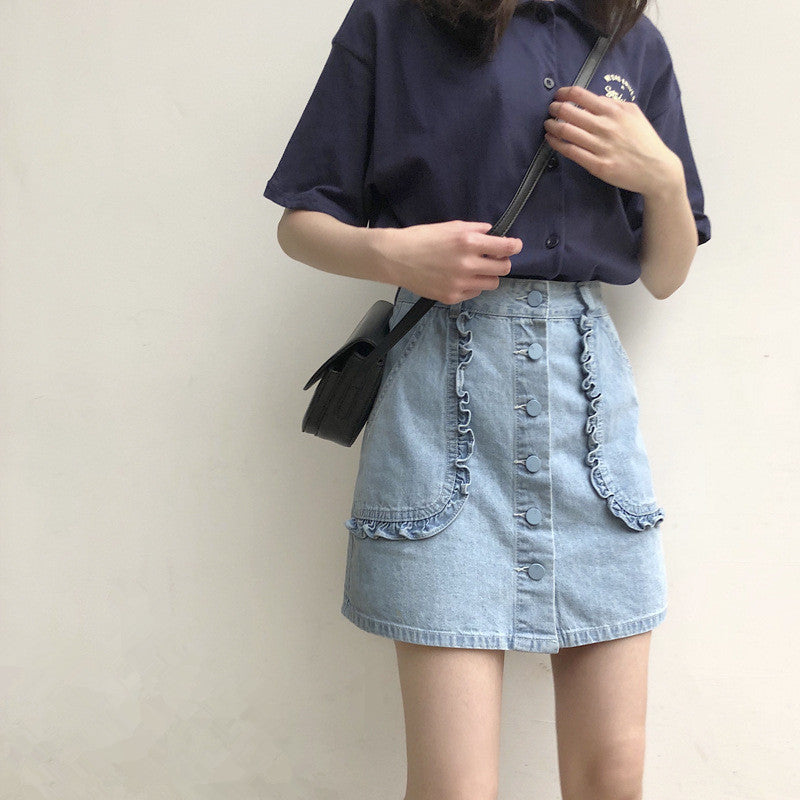 CUTE LARGE POCKETS DENIM