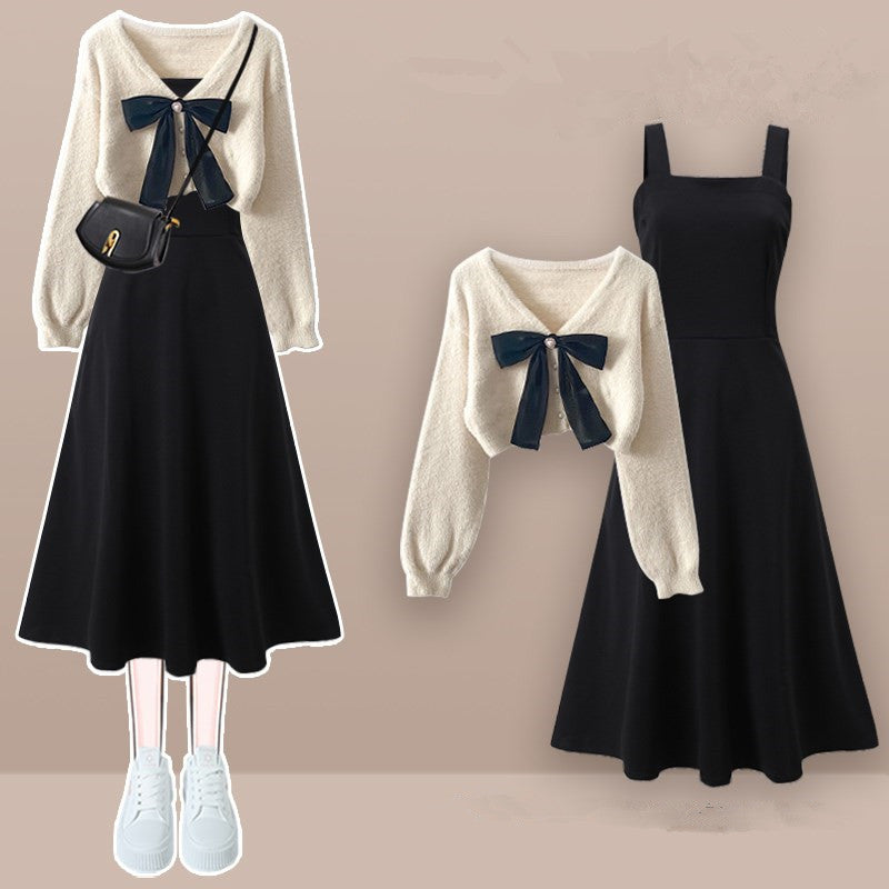 Sweater + Suspender Dress Two-piece Set UB99160