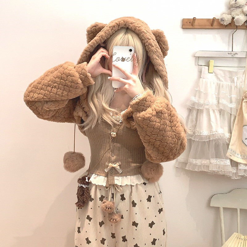 Cute Ear Plush Coat UB99211