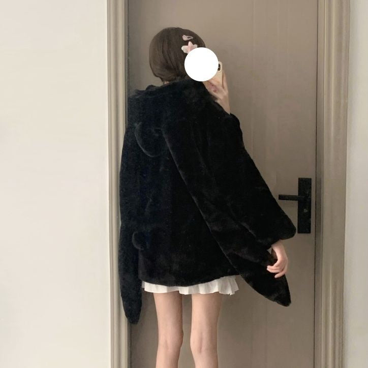 Bunny ears plush coat   UB109