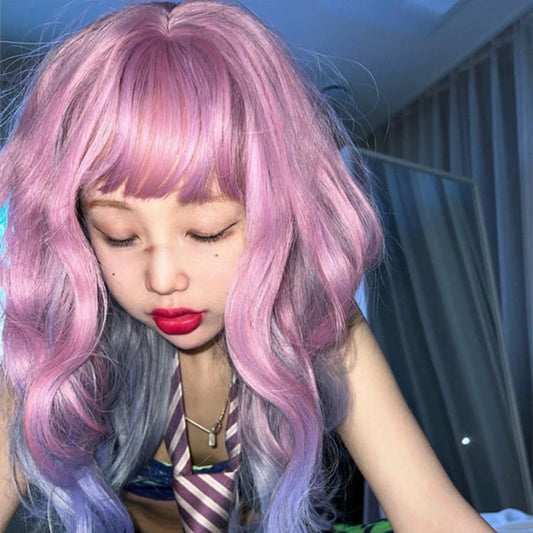 [@e.unjee] PURPLE GRADIENT BLUE LONG CURLY WIG UB3283