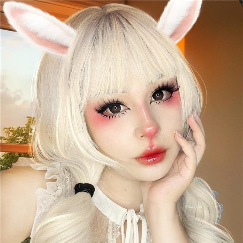 [@karyznd] Elegant Beige Blonde Long Curly Wig D041615