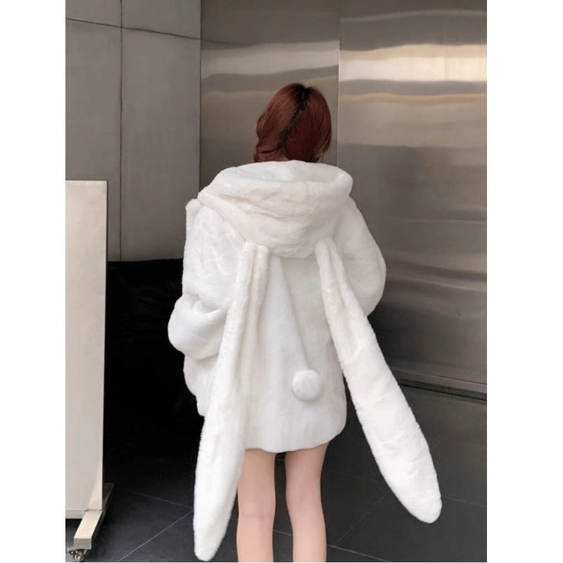 Bunny ears plush coat   UB109