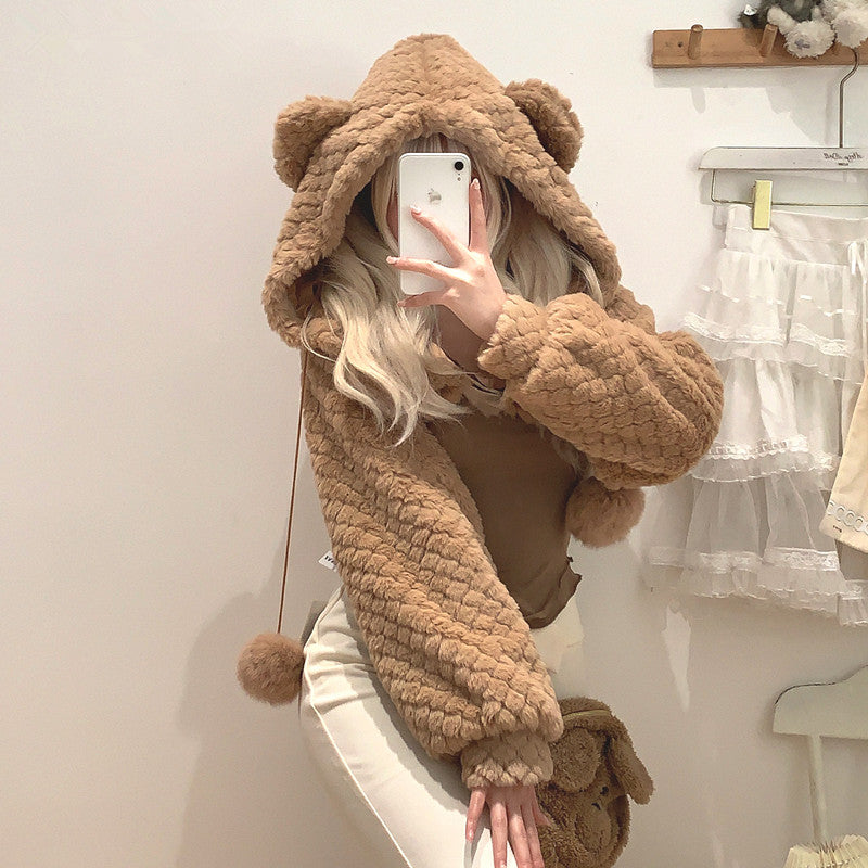 Cute Ear Plush Coat UB99211