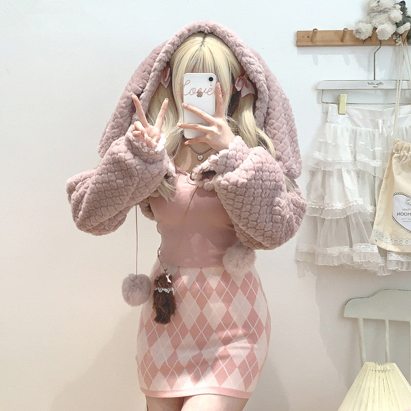 Cute Ear Plush Coat UB99211