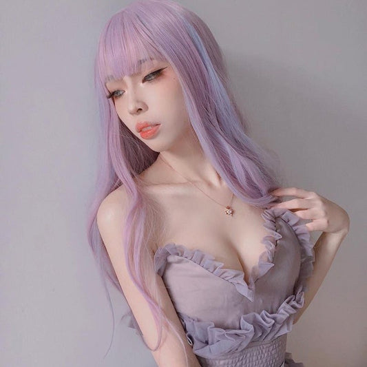 [@lycheepurin] "BLUE PURPLE UNICORN CURLY LONG" WIG Y040902