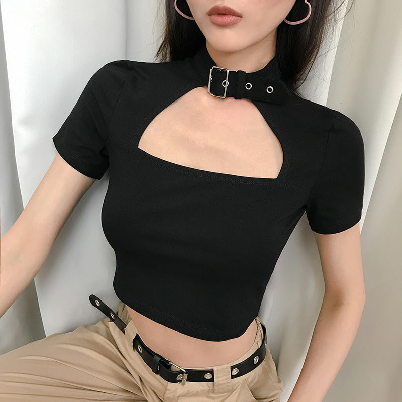 [ @lou.von.bright ] "BLACK OPENWORK" TOP Y021607