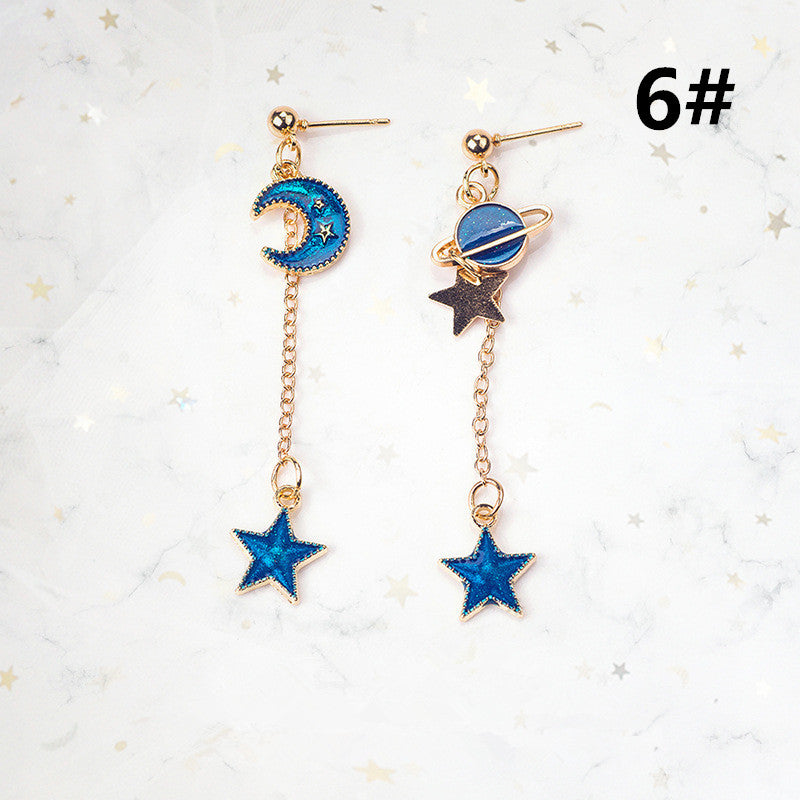 "BLUE STAR MOON PLANET" EARRINGS D042207