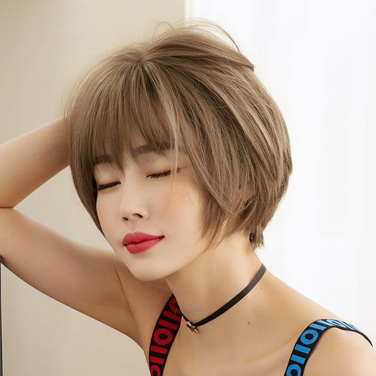 "BROWN SHORT STRAIGHT" WIG H041908