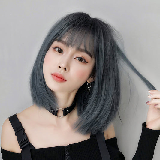 "GREY/BLACK/BROWN AIR BANGS SHORT" WIG  H041902