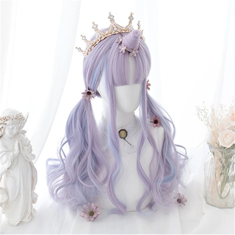 [@lycheepurin] "BLUE PURPLE UNICORN CURLY LONG" WIG Y040902