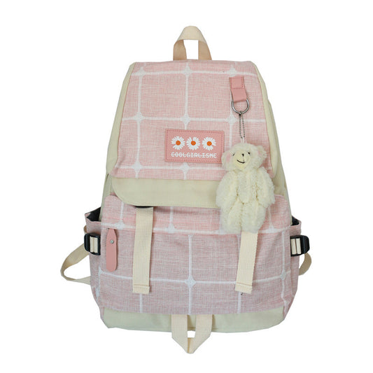 5 COLORS FLOWER PLAID CUTE BACKPACK UB2620