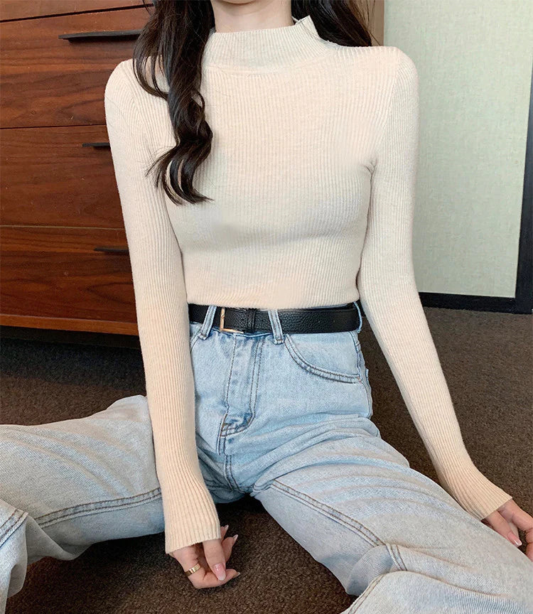 SOLID COLOR KNITTED SWEATER   UB96058