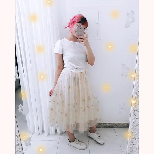 [@dearlaissv] "STAR & MESH" SKIRT  W041002REVIEW