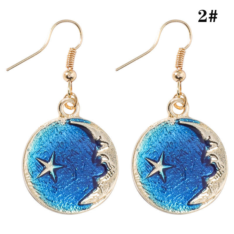 "BLUE STAR MOON PLANET" EARRINGS D042207