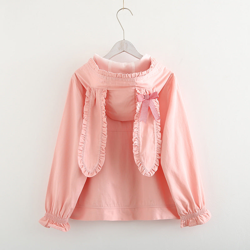 "CUTE BUNNY EAR" HOODED CARDIGAN SHORT JACKET K100306