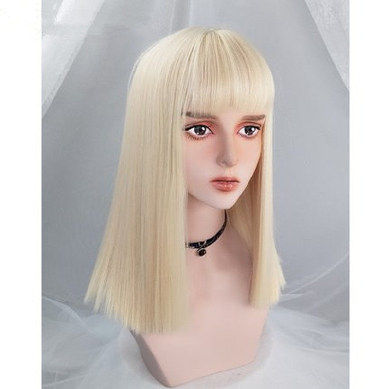 Golden Clavicle Medium Length Straight Short Wig UB3502