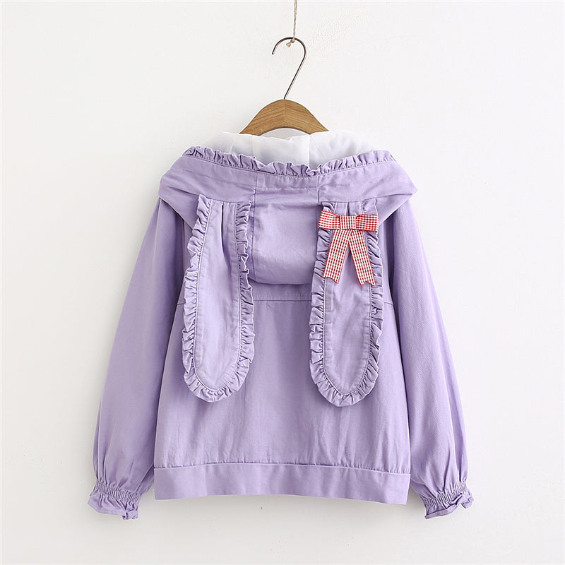 "CUTE BUNNY EAR" HOODED CARDIGAN SHORT JACKET K100306