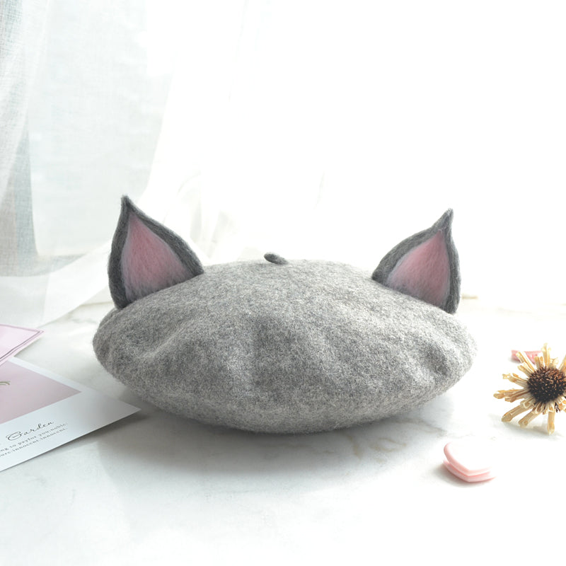 "CAT EAR GREY" BERET K061419