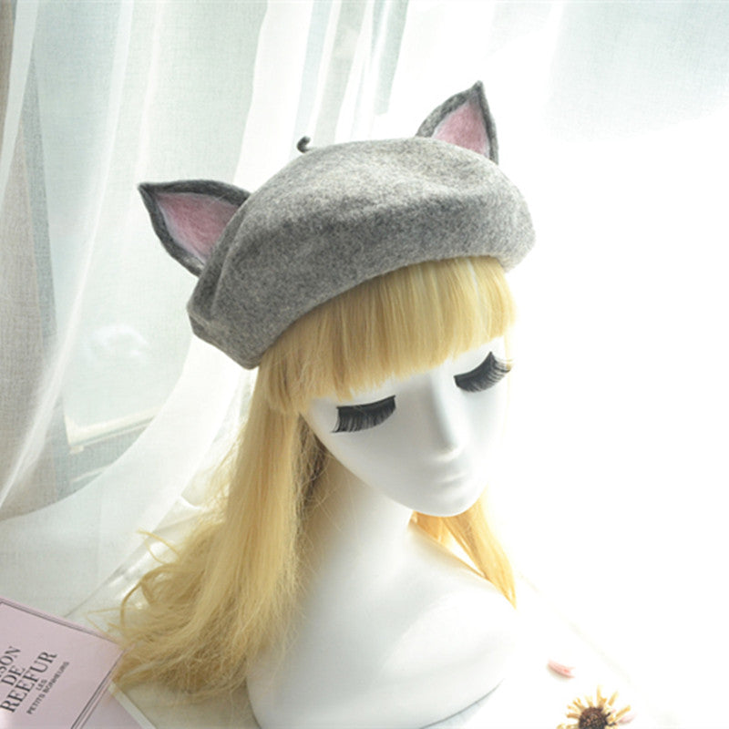 "CAT EAR GREY" BERET K061419