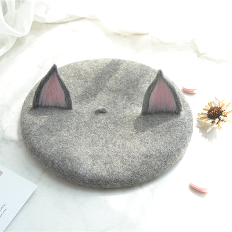 "CAT EAR GREY" BERET K061419