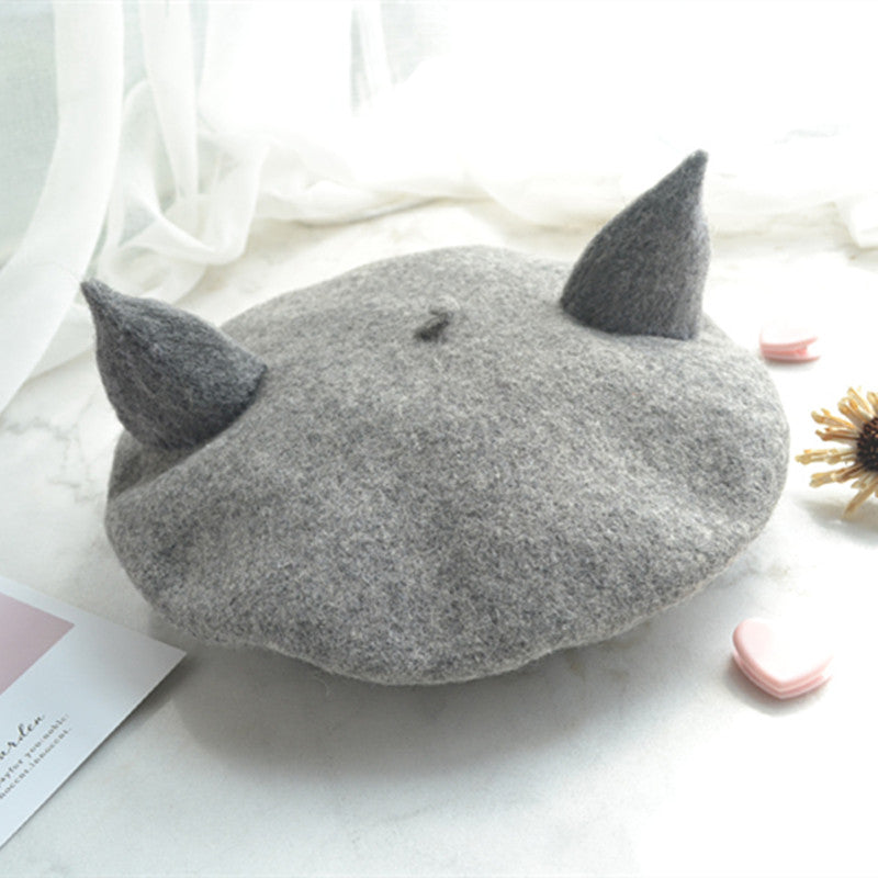 "CAT EAR GREY" BERET K061419