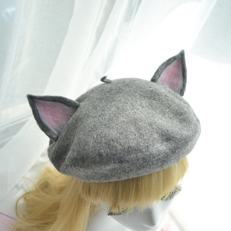 "CAT EAR GREY" BERET K061419