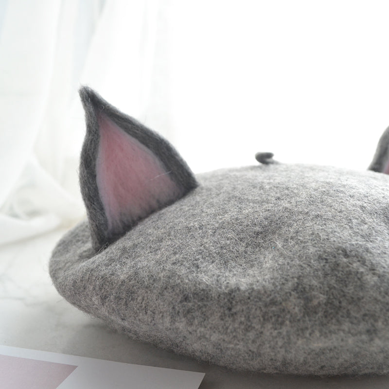 "CAT EAR GREY" BERET K061419