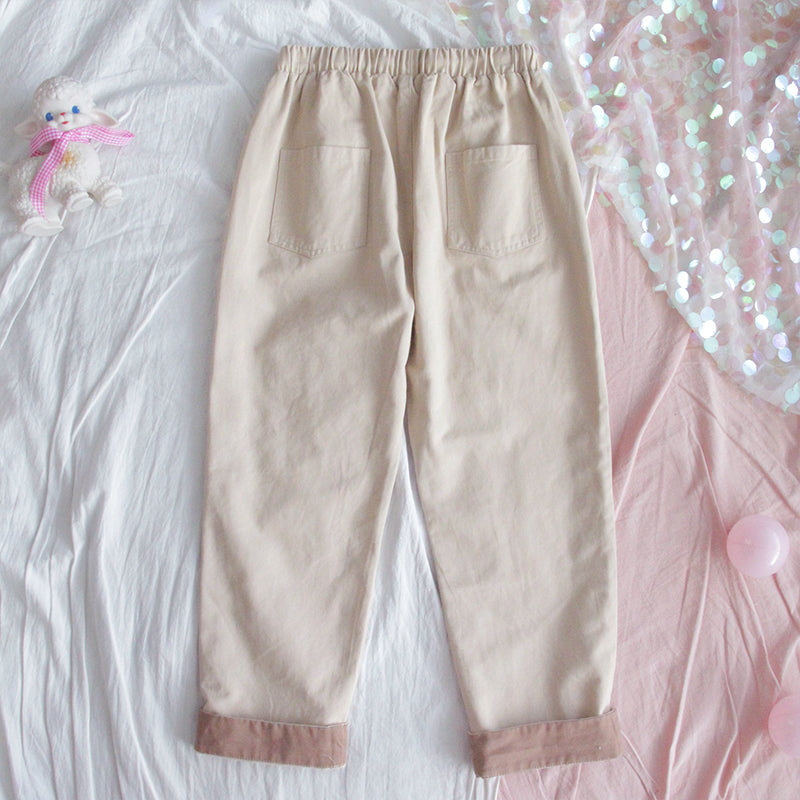 "DOG CAT" CUTE KHAKI PANTS Y041501