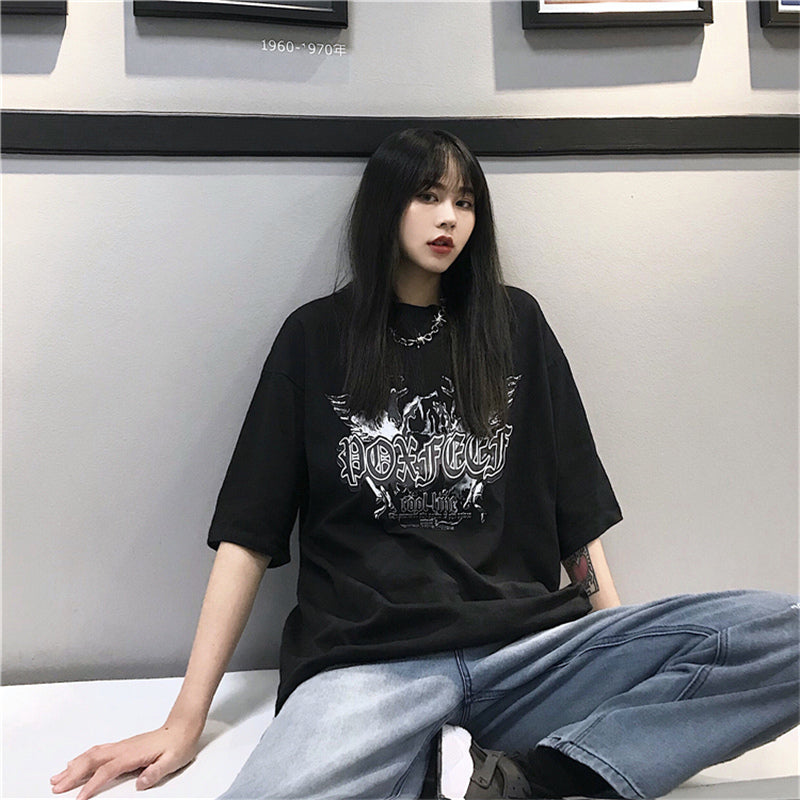 [@aeroplvnes] "COOL LINE" HARAJUKU DARK SHORT SLEEVE T-SHIRT K102513