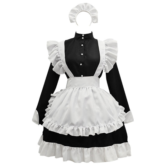 Maid Long Sleeve Black And White Anime Dress UB6217