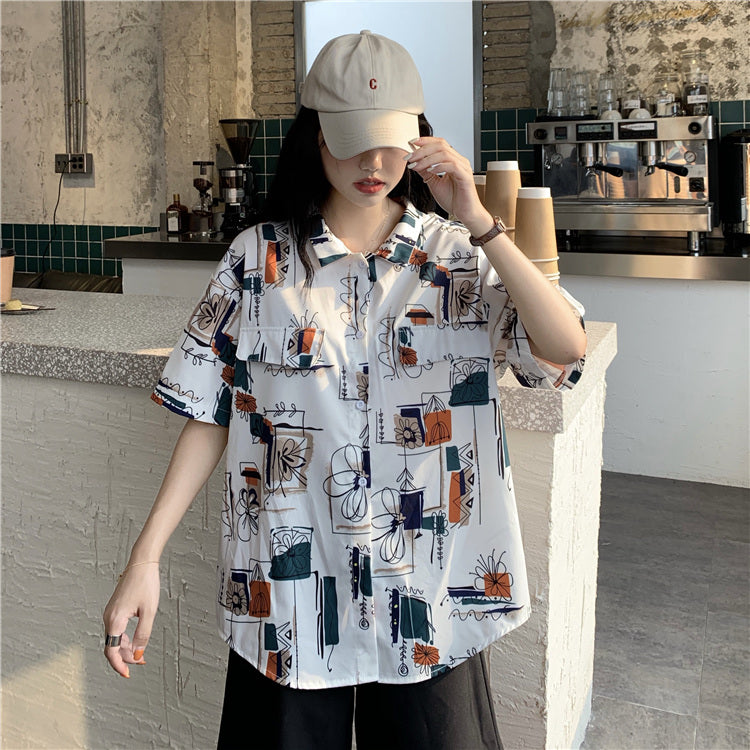 "CHIC RETRO PRINTED SHORT-SLEEVED" SHIRT UB2351