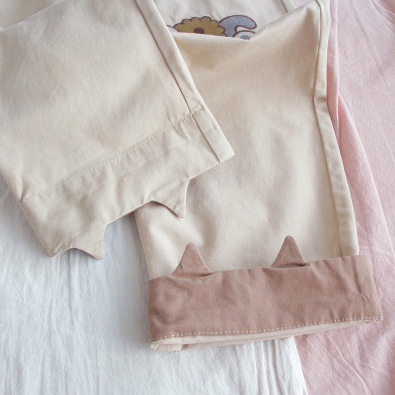 "DOG CAT" CUTE KHAKI PANTS Y041501