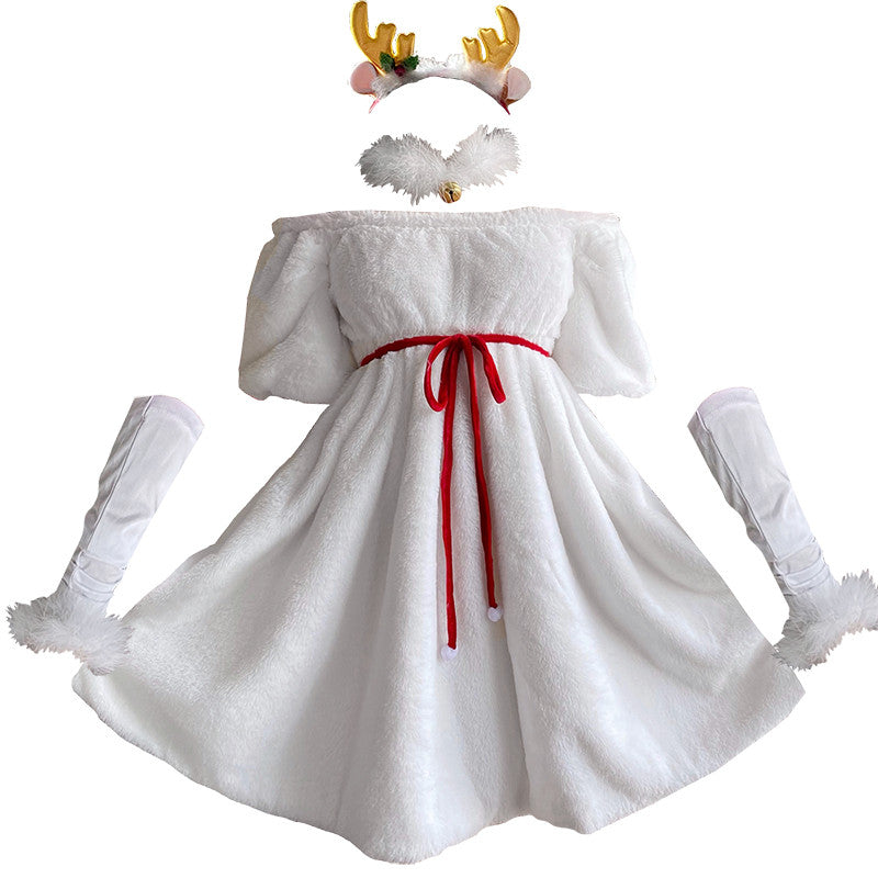 WHITE UNIFORM TEMPTATION ELK CHRISTMAS SUIT UB3270