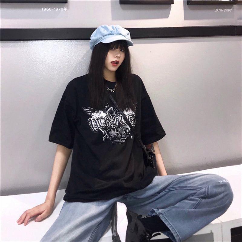 [@aeroplvnes] "COOL LINE" HARAJUKU DARK SHORT SLEEVE T-SHIRT K102513