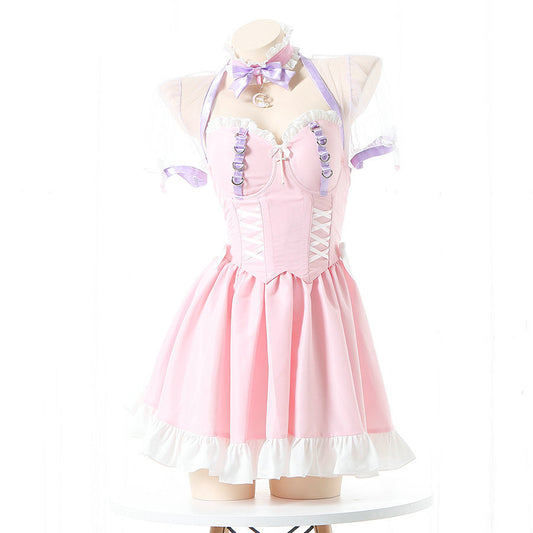 Lolita Pink Cute Dress Maid Outfit UB7331