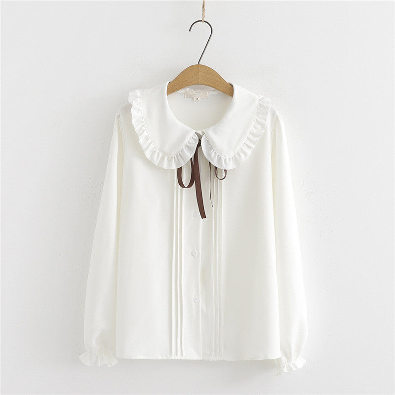 "WHITE CUTE CHIFFON DOLL COLLAR" SHIRT K082503