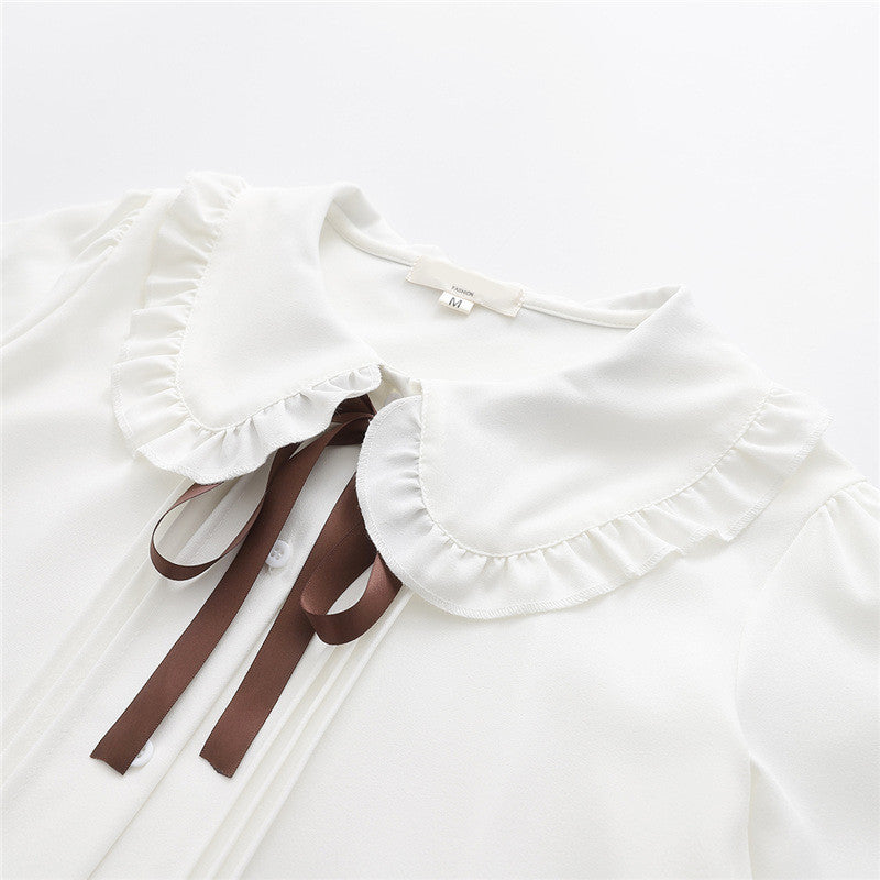 "WHITE CUTE CHIFFON DOLL COLLAR" SHIRT K082503