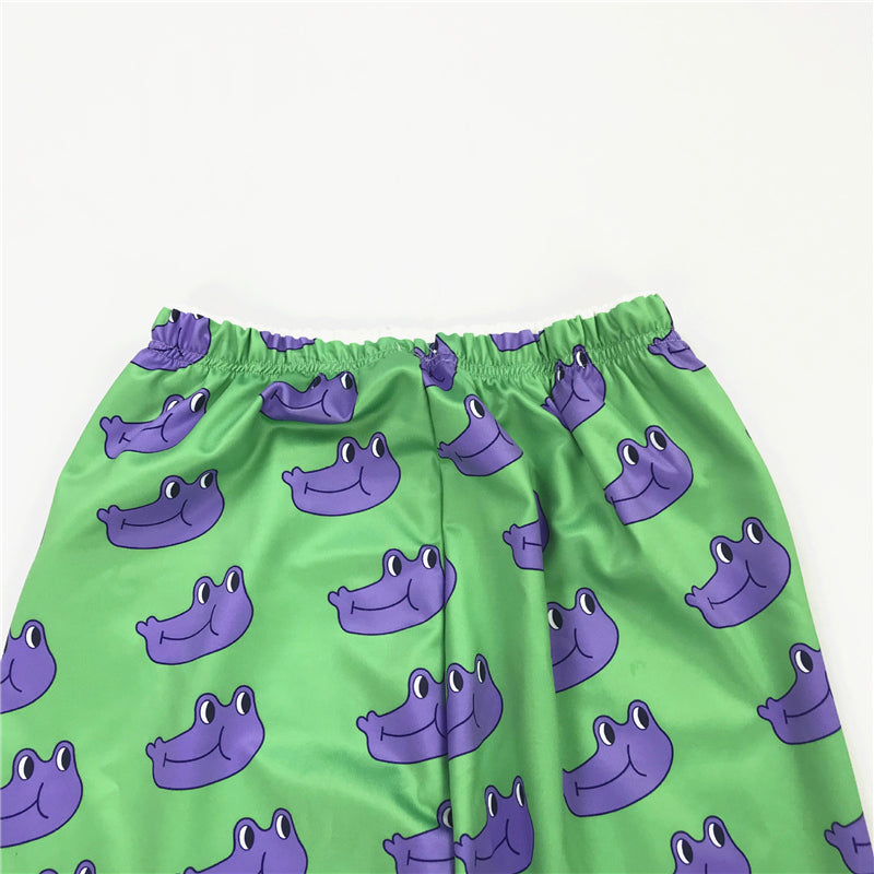 [@e.unjee] "PURPLE FROG HEAD GREEN" WIDE LEG PANTS Y031601