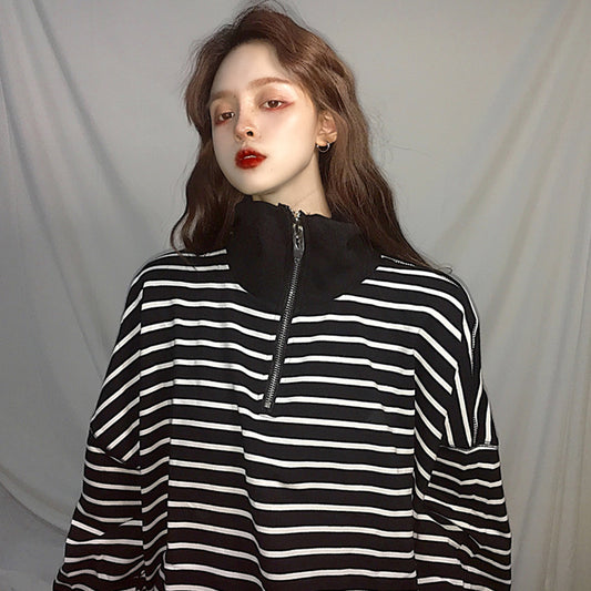 "HARAJUKU BLACK WHITE STRIPED" LONG SLEEVES K102509