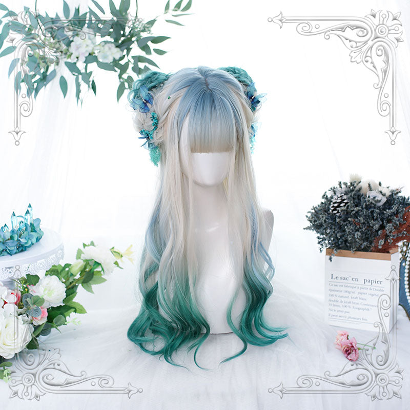 "GRADIENT GREEN LONG CURLY HAIR" WIG H081903