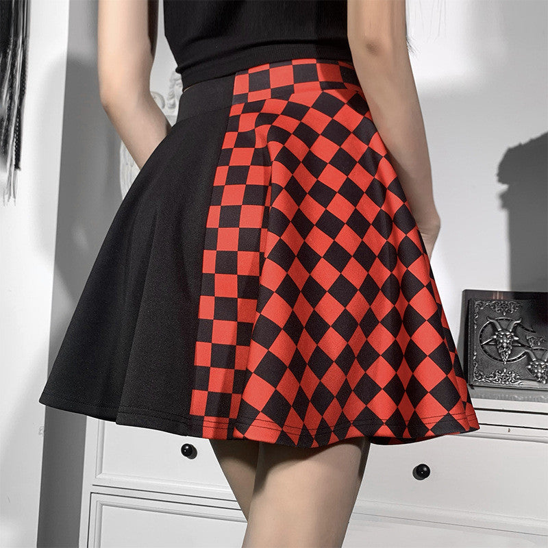 Plaid Contrast Stitching Skirt ER5714