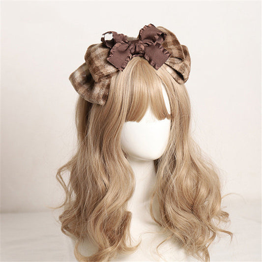 VINTAGE FRENCH PLAID BOW HEADBAND UB3415