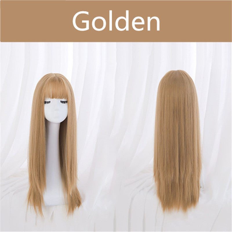 Natural Bangs Blonde Long Straight Wig ER5796